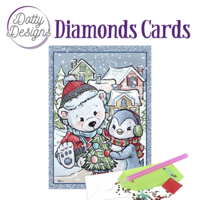 Dotty Designs Diamond Cards -  Christmas Bear and Penguin